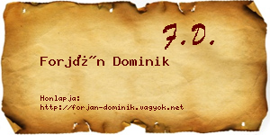 Forján Dominik névjegykártya